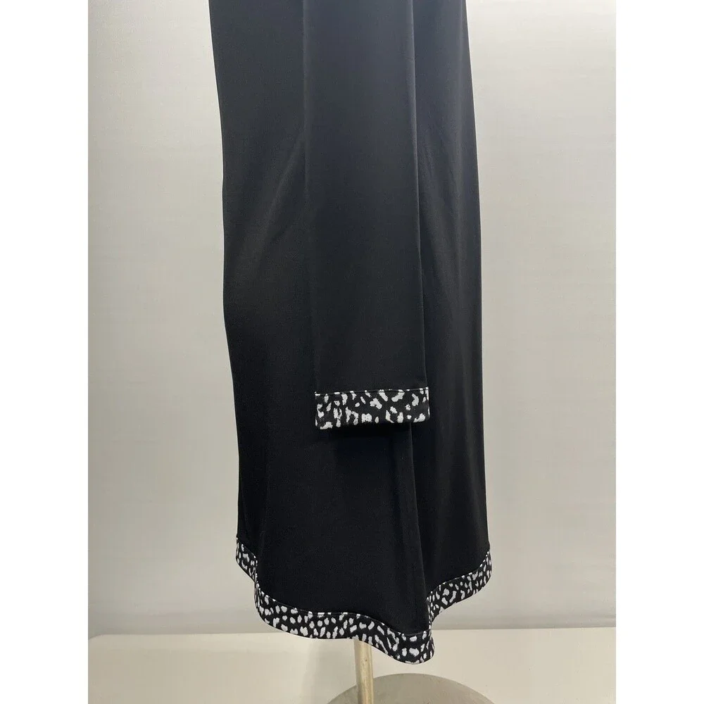 Michael Kors Black Long Sleeve Dress w/ Black & White Animal Print Trim Size M